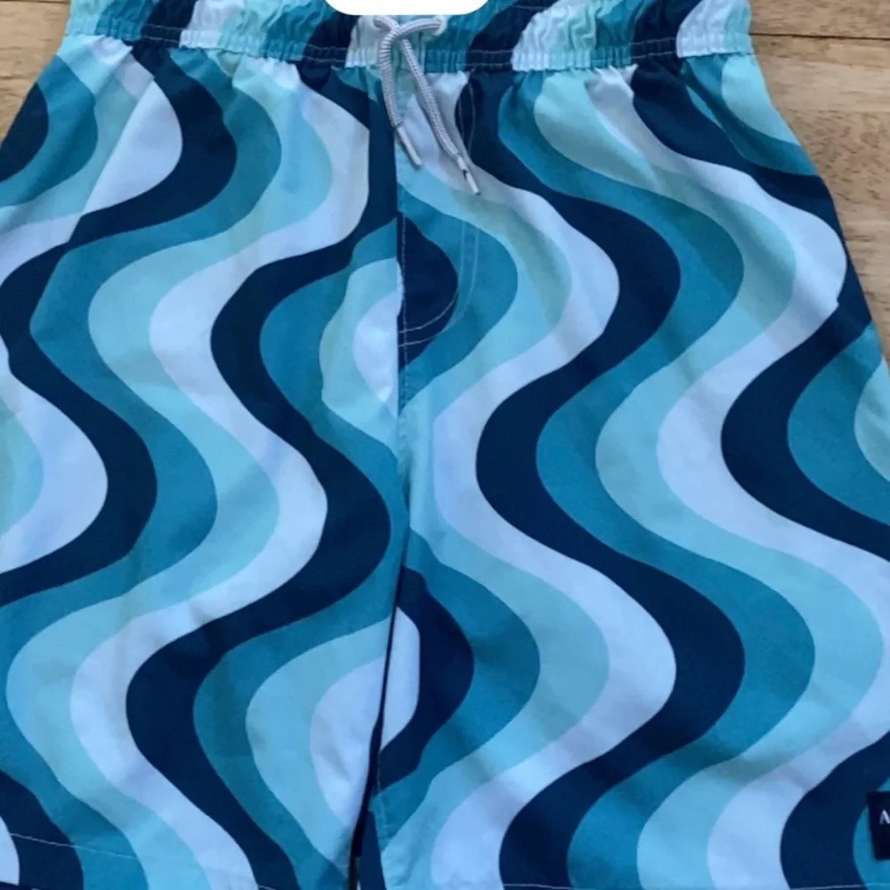 Abercrombie‎ Kids Boys’ Sz 13/14 Blue Wave Graphic Swim Trunks